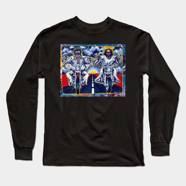 'Elvis & Jesus Hit the Road' Long Sleeve T-Shirt by jerrykirk